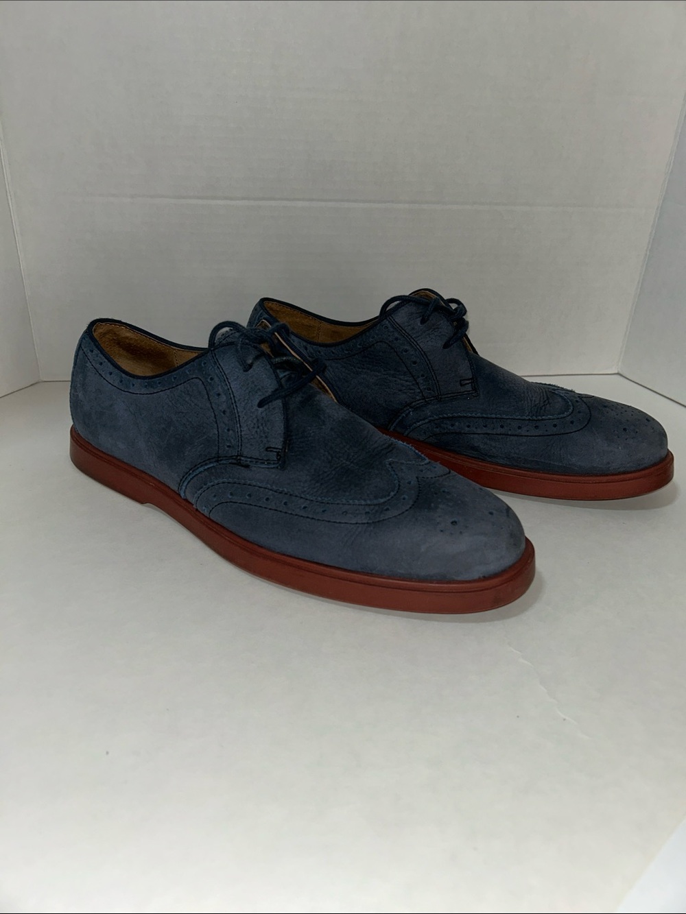 Polo by Ralph Lauren Navy Suede Brogue Oxfords with Brown Sole